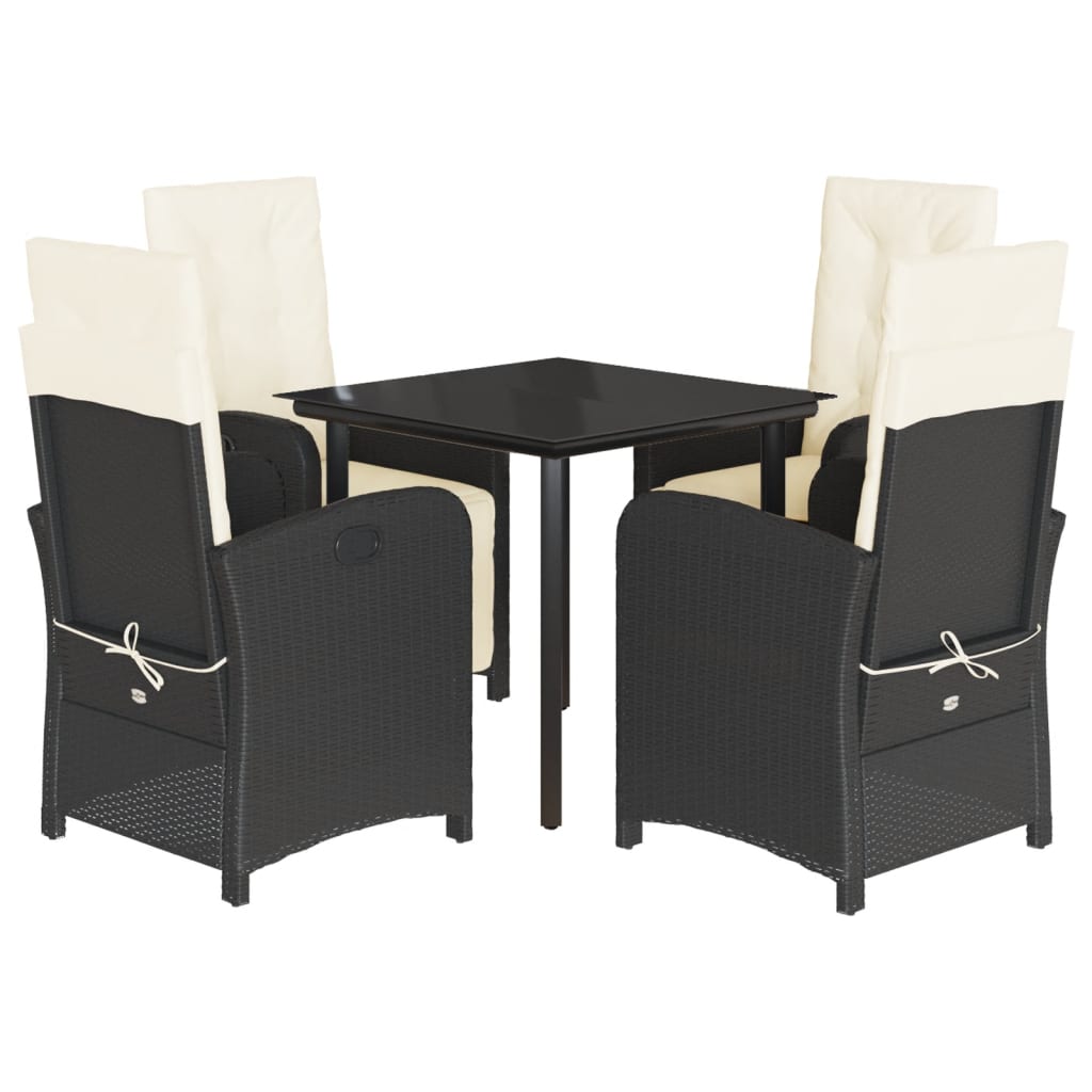 Garden Dining Set Black PE Rattan 31.5 x 31.5 x 29.1 in