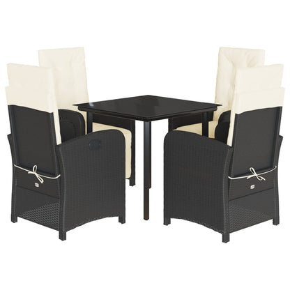 Garden Dining Set Black PE Rattan 31.5 x 31.5 x 29.1 in