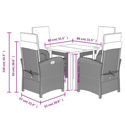 Garden Dining Set Black PE Rattan 31.5 x 31.5 x 29.1 in