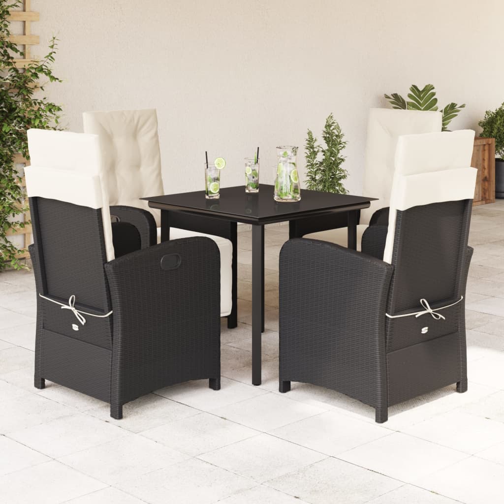 Garden Dining Set Black PE Rattan 31.5 x 31.5 x 29.1 in