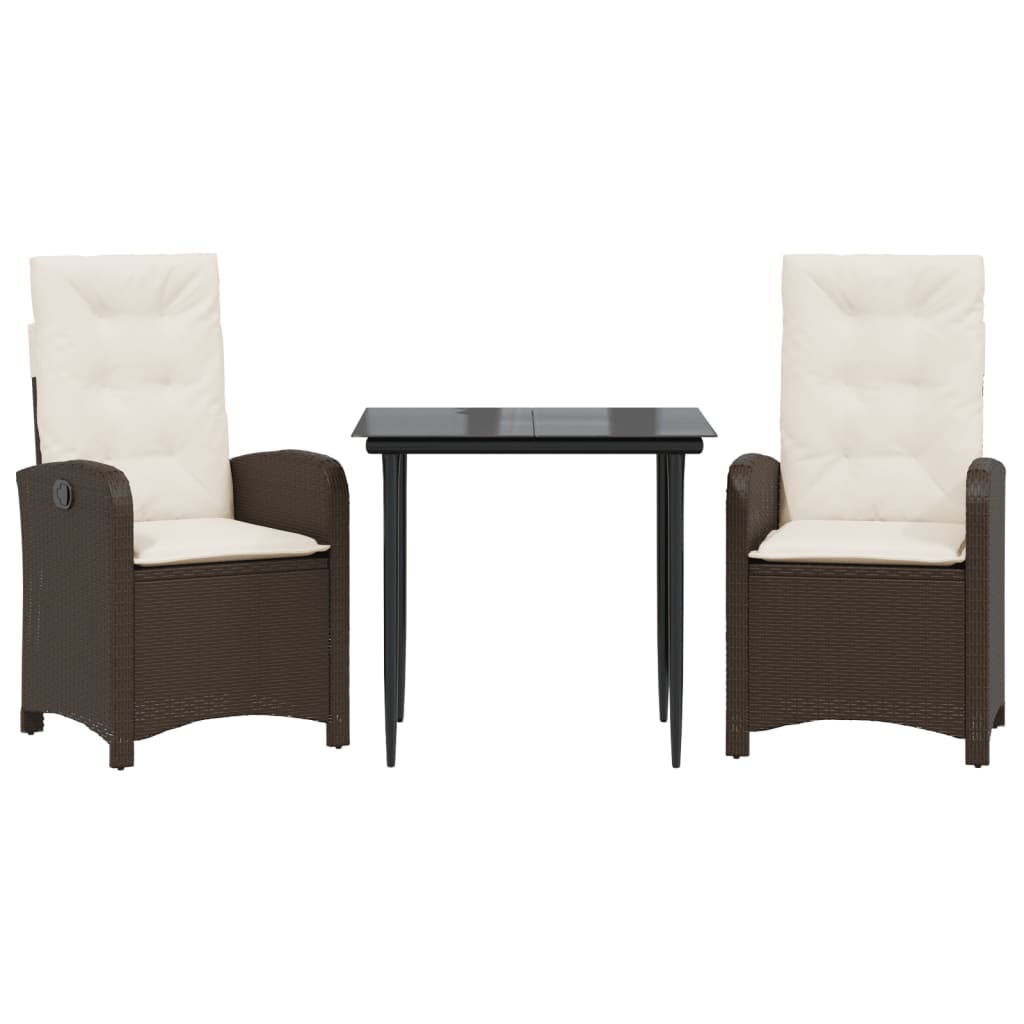 Patio Dining Set Set of 2 Brown, Black, Cream White