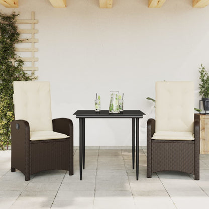 Patio Dining Set Set of 2 Brown, Black, Cream White