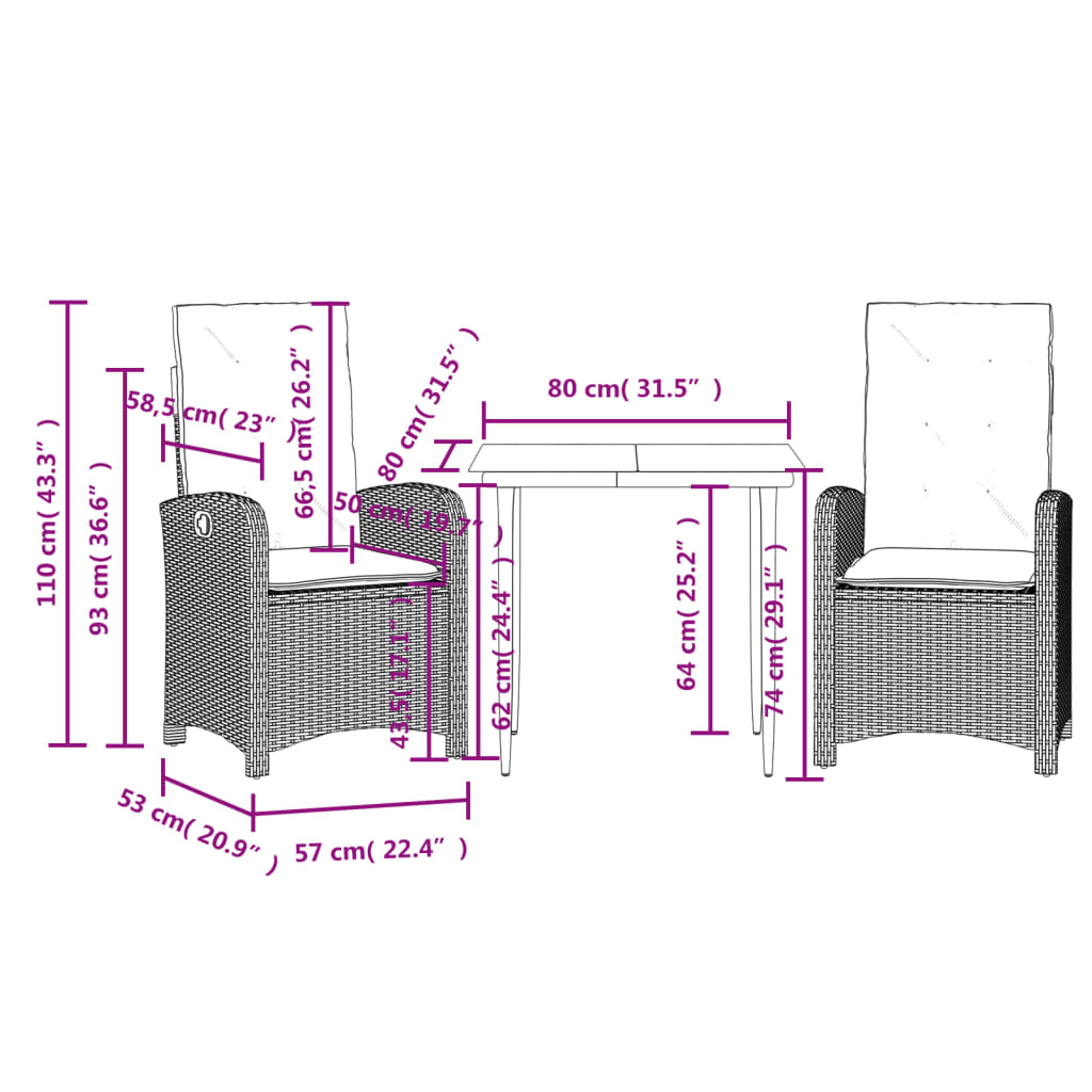 Garden Dining Set Grey, Dark Grey, Black