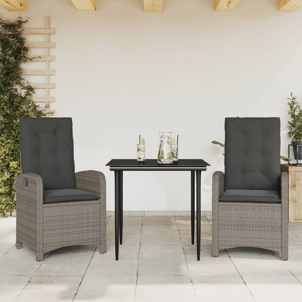 Garden Dining Set Grey, Dark Grey, Black