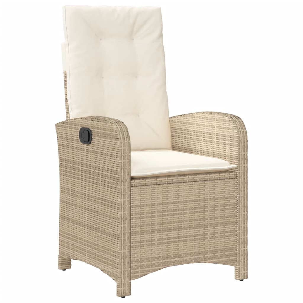Garden Dining Set Beige, Black PE Rattan, Powder-Coated Steel
