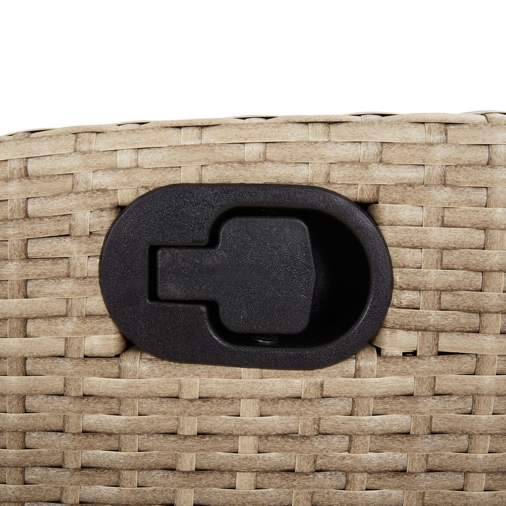 Garden Dining Set Beige, Black PE Rattan, Powder-Coated Steel