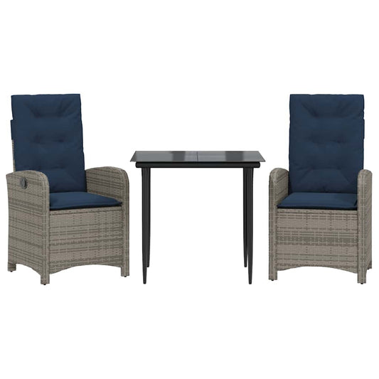 Garden Dining Set Gray PE rattan Medium Adjustable Feet