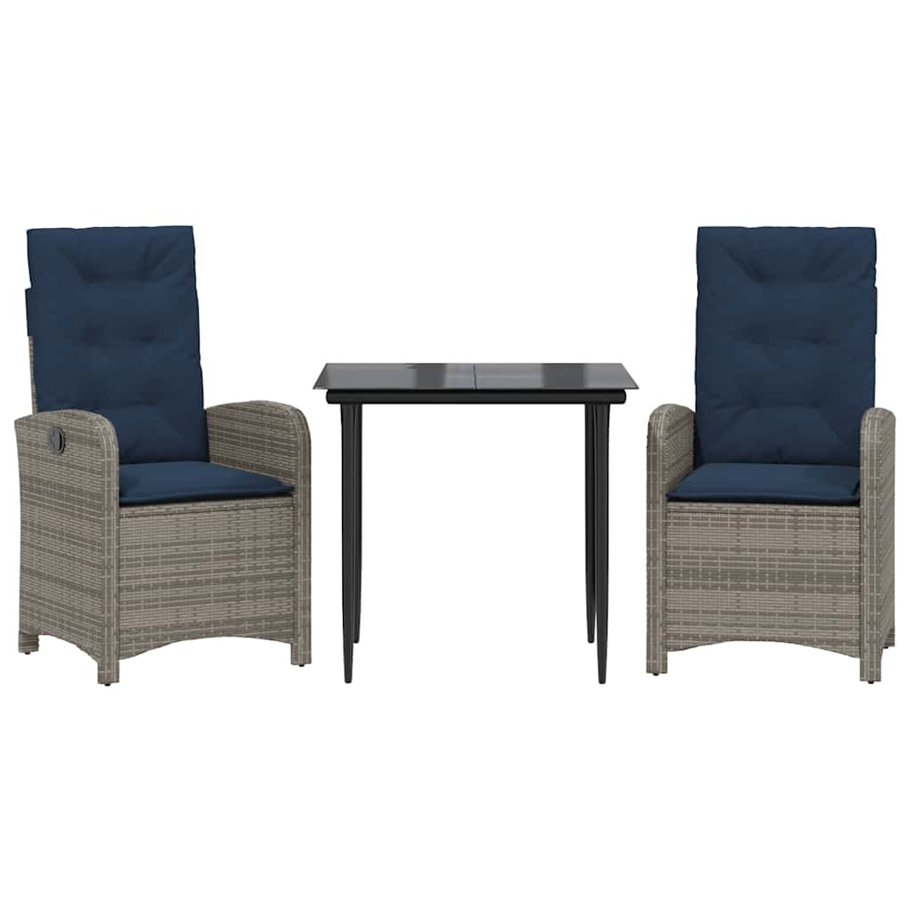 Garden Dining Set Gray PE rattan Medium Adjustable Feet