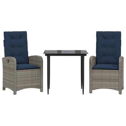 Garden Dining Set Gray PE rattan Medium Adjustable Feet