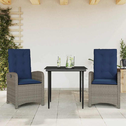 Garden Dining Set Gray PE rattan Medium Adjustable Feet