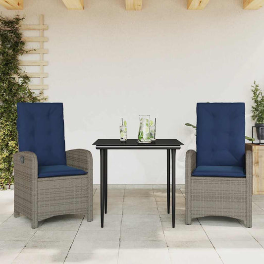 Garden Dining Set Gray PE rattan Medium Adjustable Feet