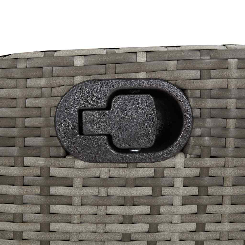 Garden Dining Set Grey PE Rattan Medium Adjustable Footrests