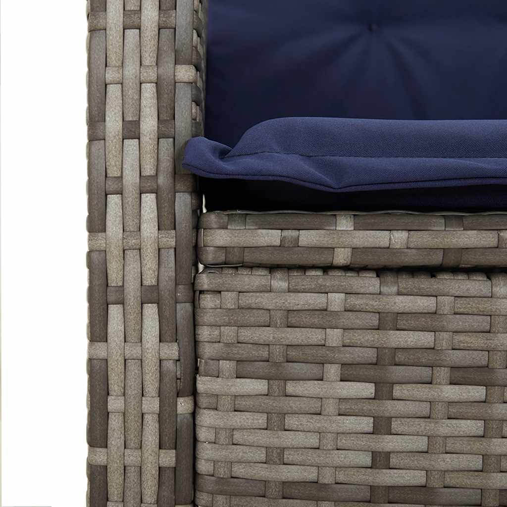 Garden Dining Set Grey PE Rattan Medium Adjustable Footrests