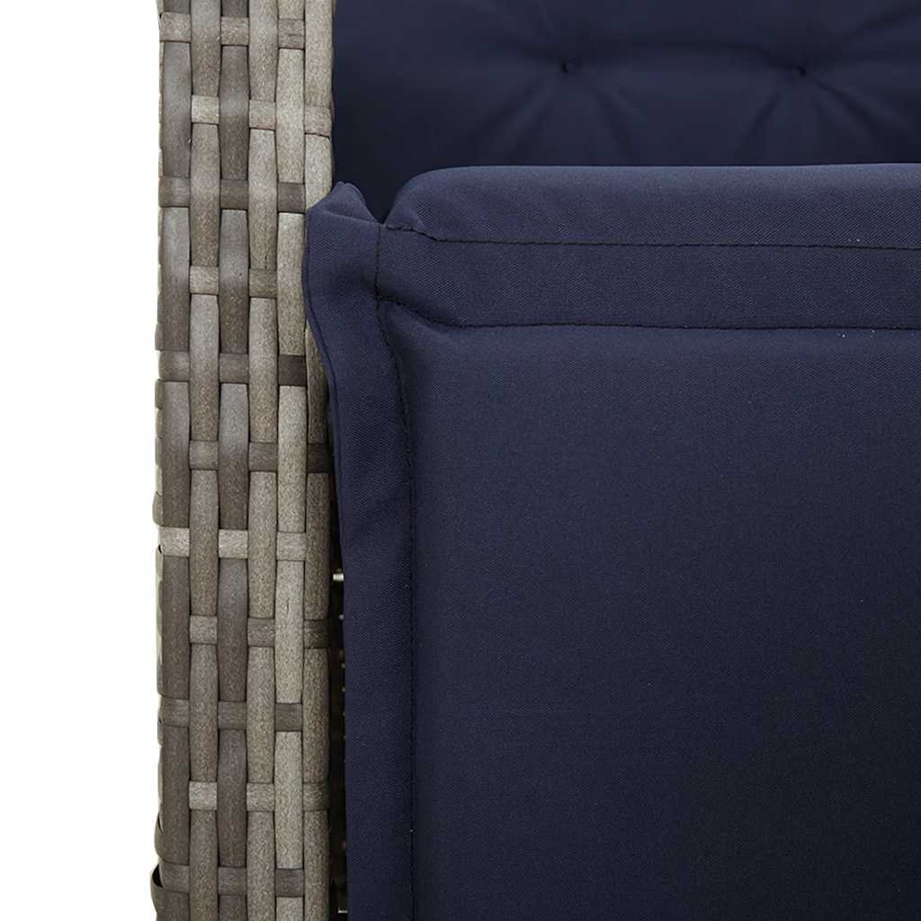 Garden Dining Set Grey PE Rattan Medium Adjustable Footrests