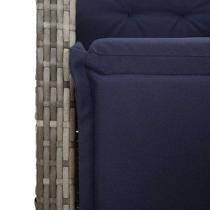 Garden Dining Set Grey PE Rattan Medium Adjustable Footrests
