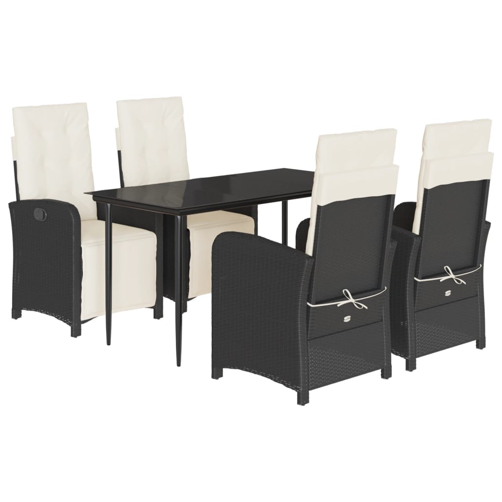 Garden Dining Set Black, Cream white