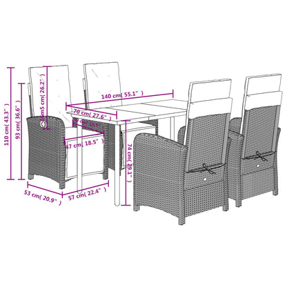 Garden Dining Set Black, Cream white