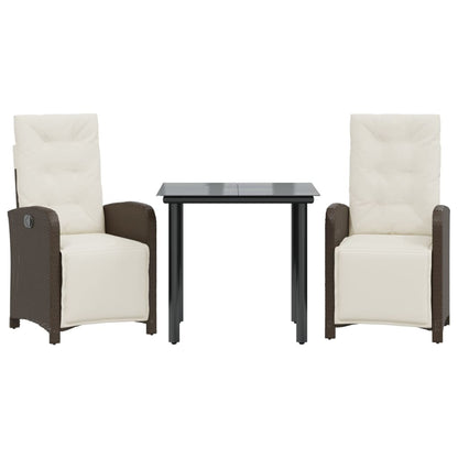 Bistro Set Brown PE Rattan Medium Adjustable Footrests