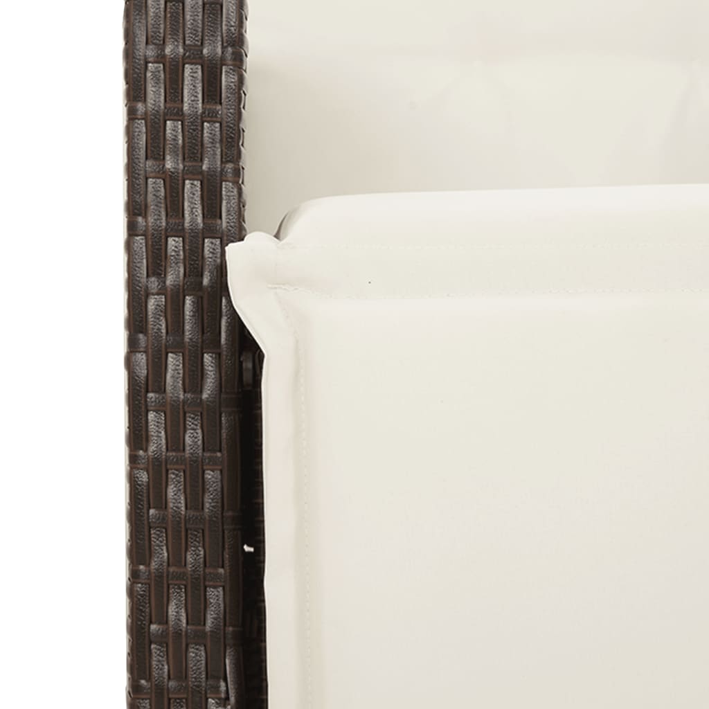 Bistro Set Brown PE Rattan Medium Adjustable Footrests