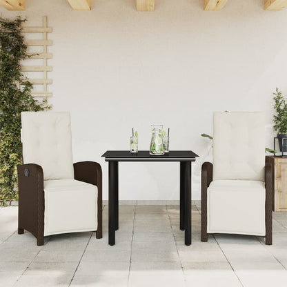 Bistro Set Brown PE Rattan Medium Adjustable Footrests