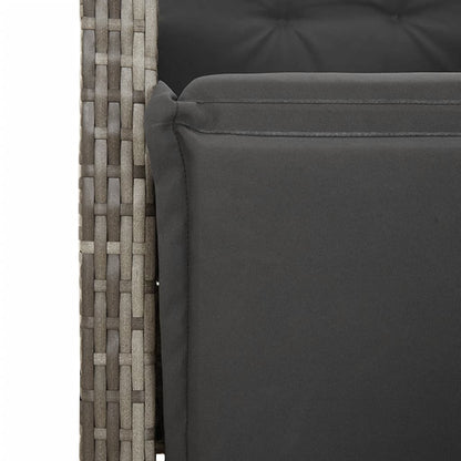 Bistro Set Grey PE rattan Standard Adjustable Footrests