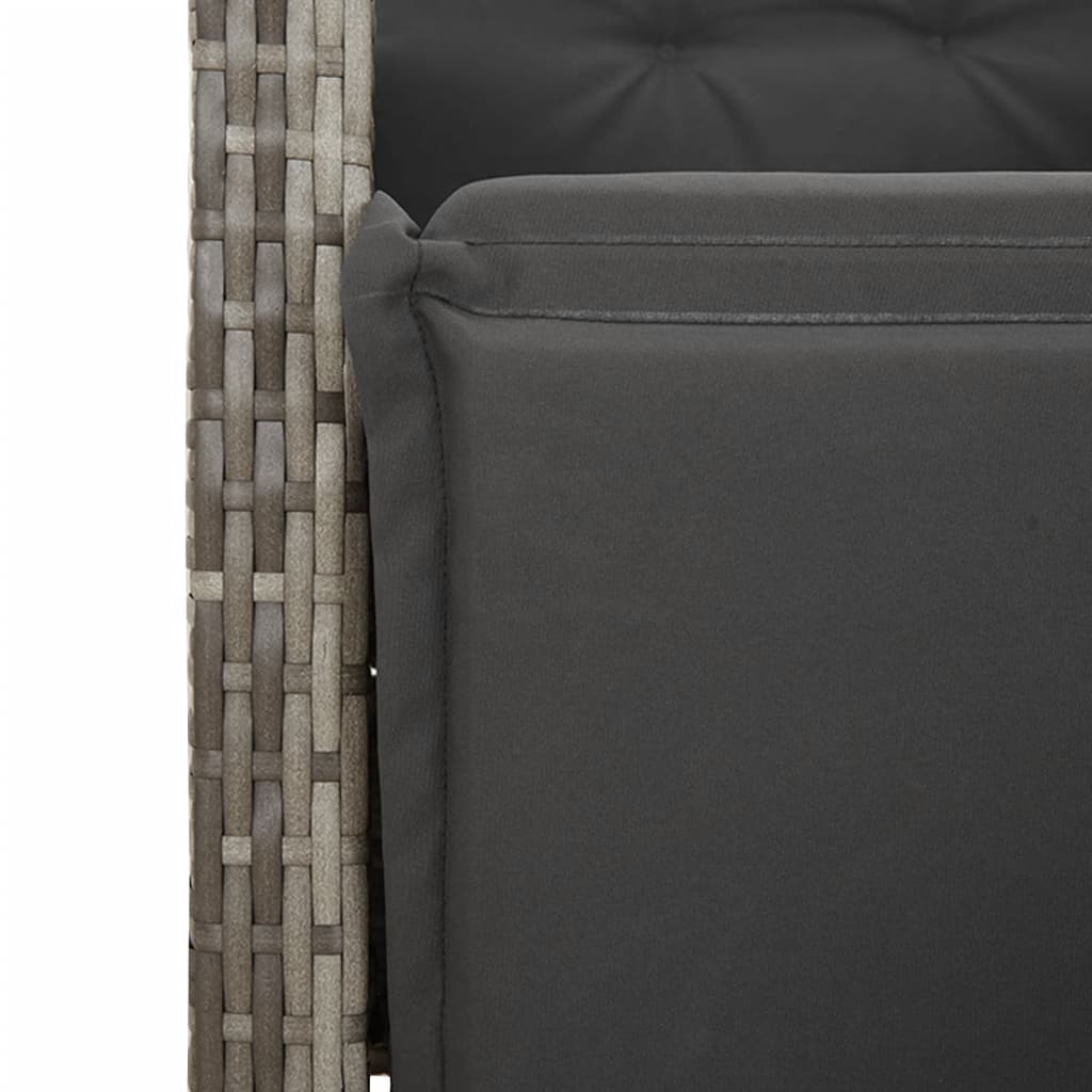 Bistro Set Grey PE rattan Standard Adjustable Footrests