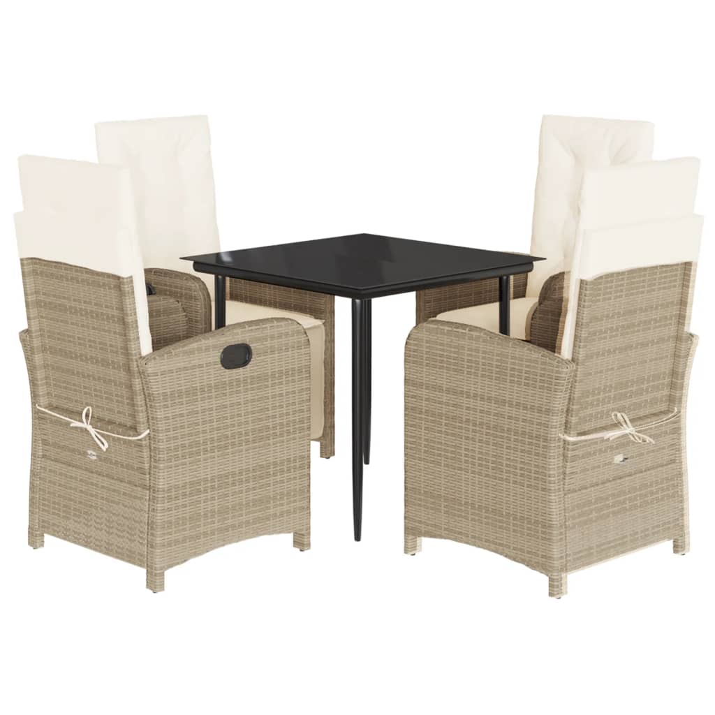 Garden Dining Set Beige, Black, Cream White