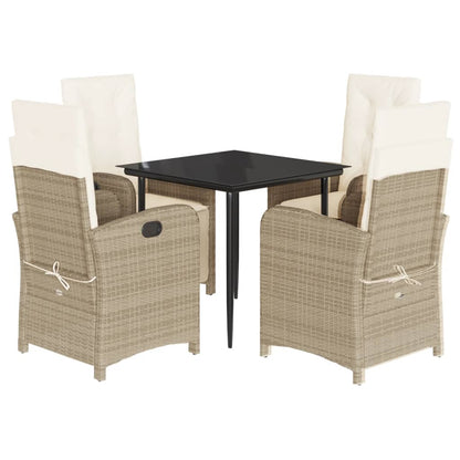 Garden Dining Set Beige, Black, Cream White