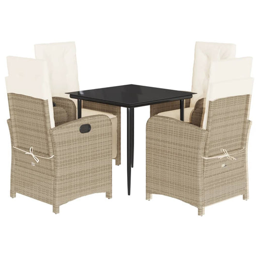 Garden Dining Set Beige, Black, Cream White