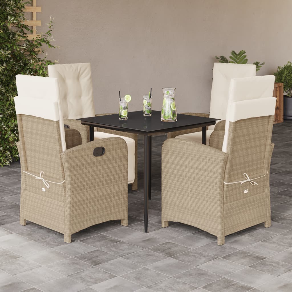 Garden Dining Set Beige, Black, Cream White