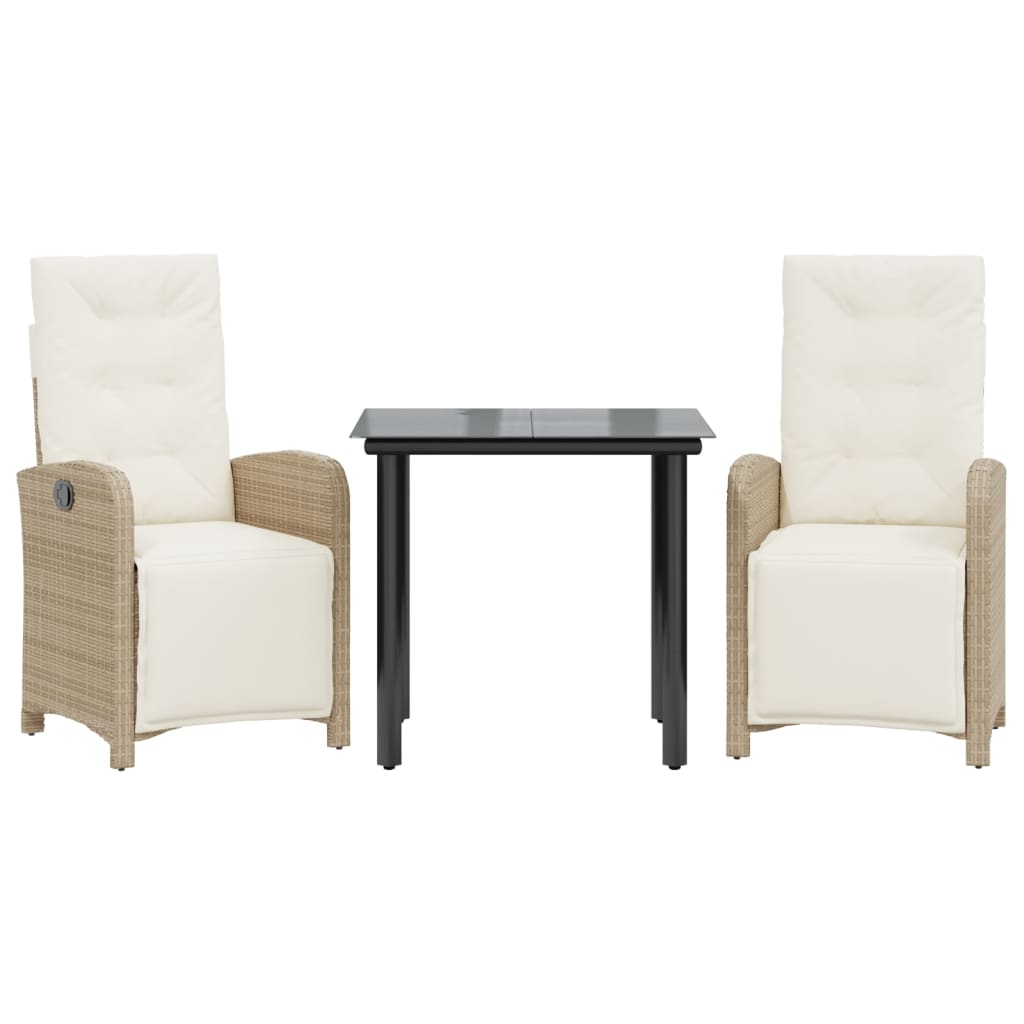 Bistro Set Beige, Black, Cream White