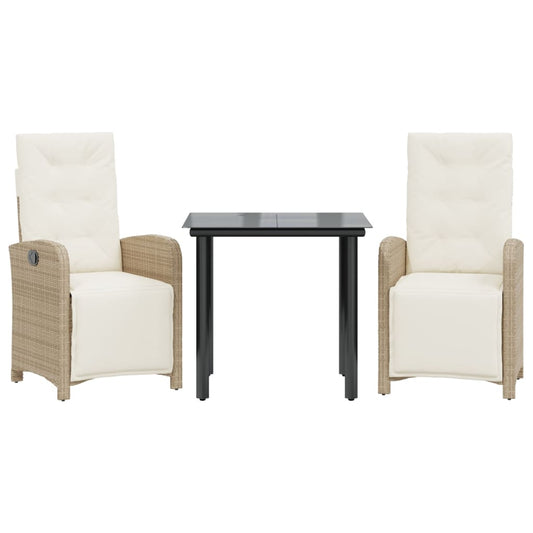 Bistro Set Beige, Black, Cream White