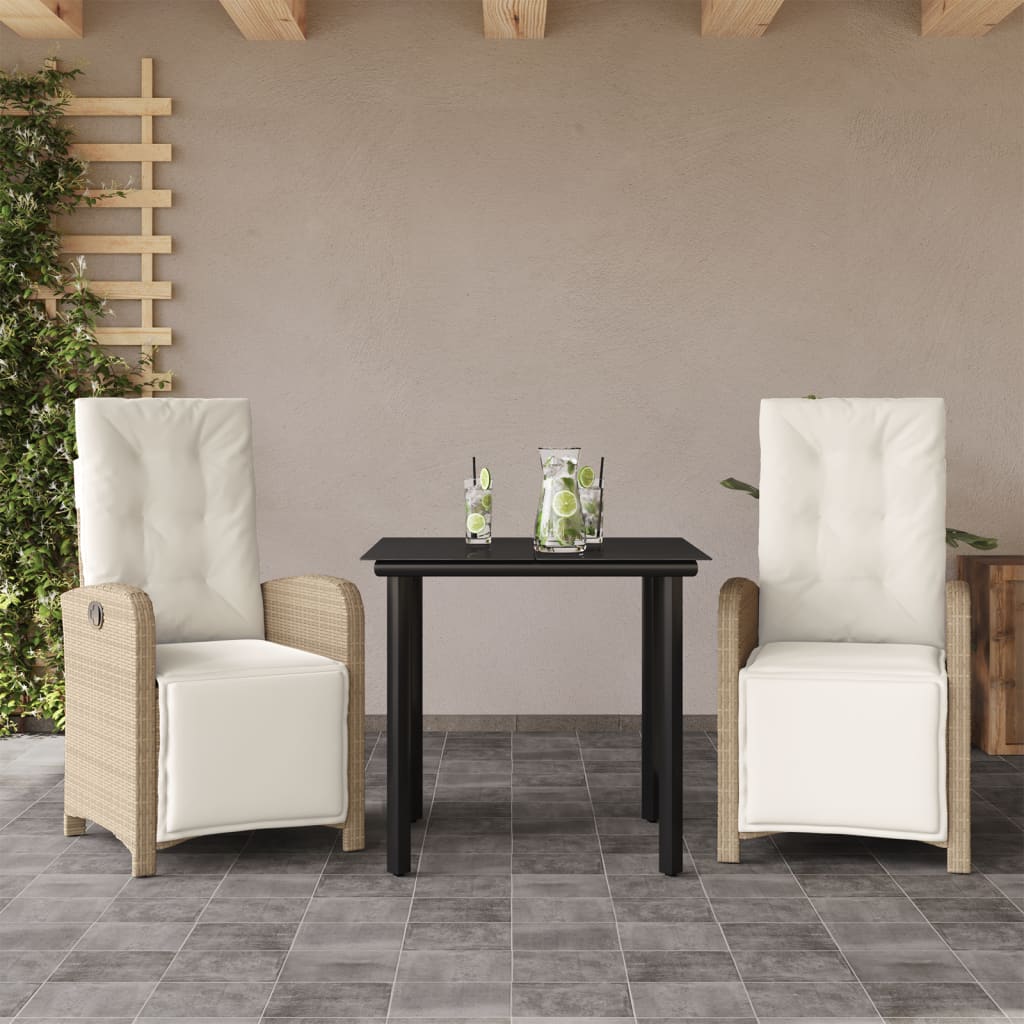 Bistro Set Beige, Black, Cream White