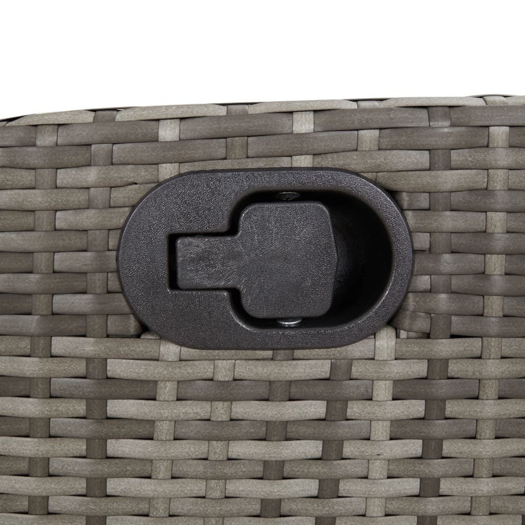 Bistro Set Grey PE Rattan 3 Piece Set Adjustable Footrests