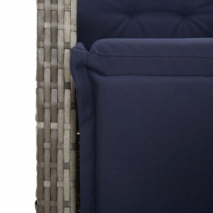 Garden Dining Set Grey Poly Rattan Adjustable Footrests