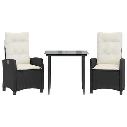 Garden Dining Set Black PE rattan Medium Removable Covers