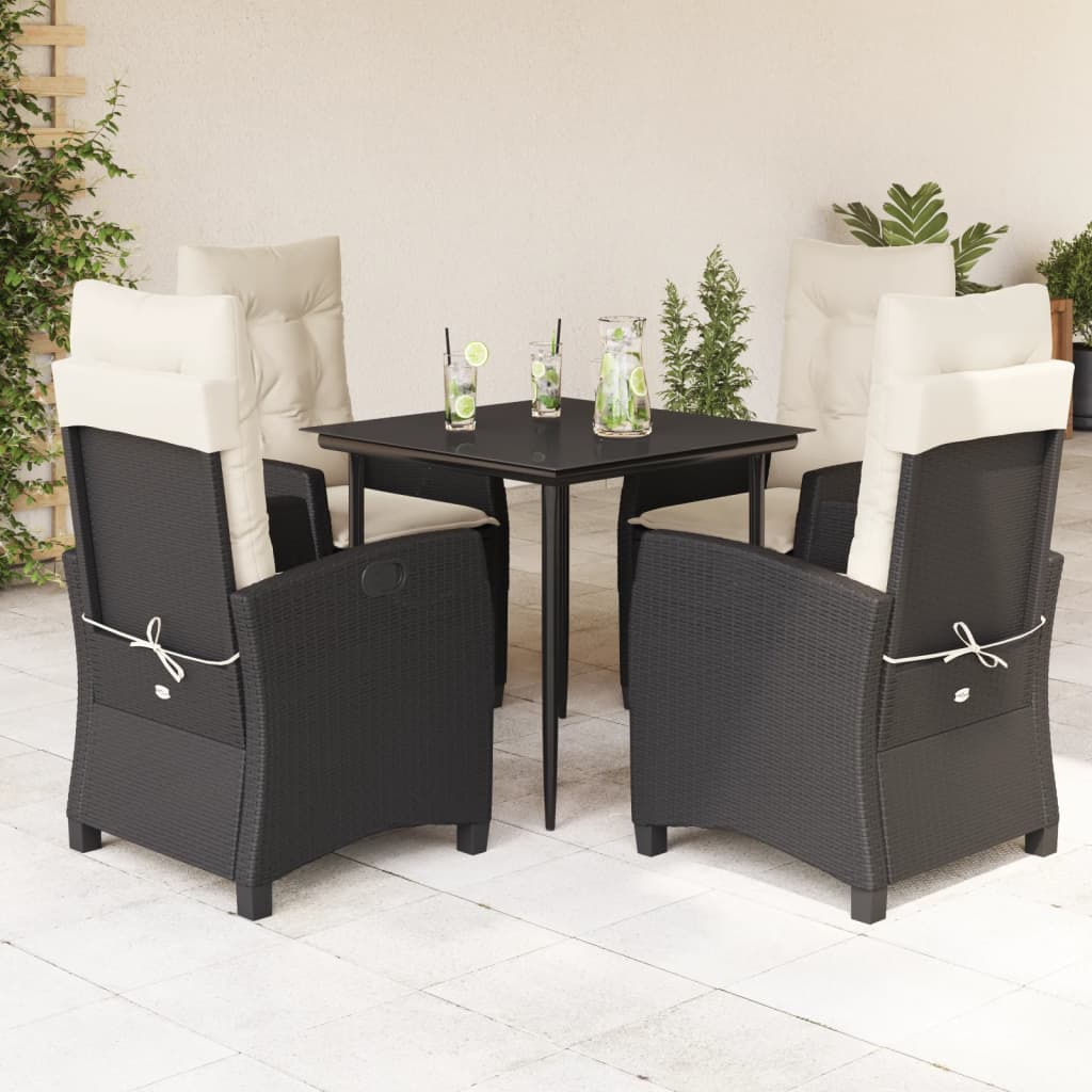 Garden Dining Set Black, Cream White