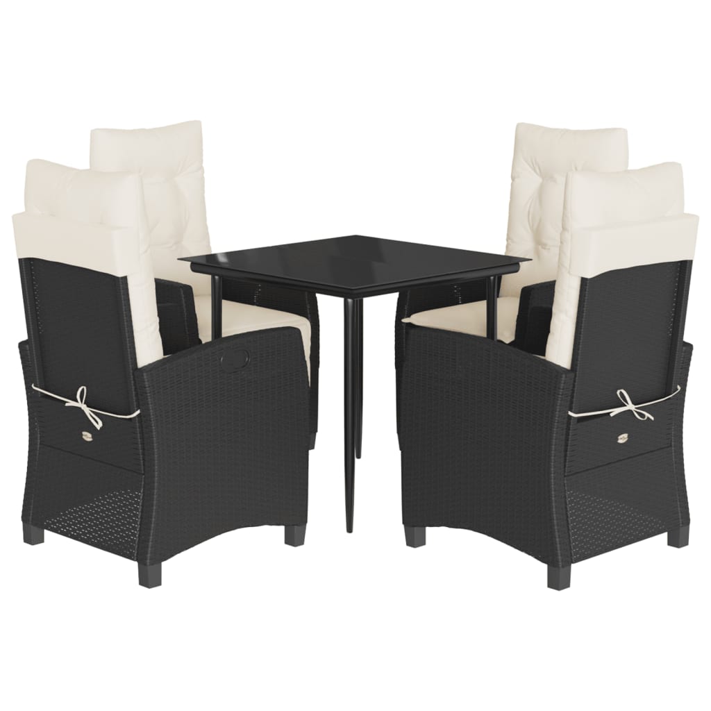 Garden Dining Set Black, Cream White