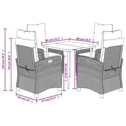 Garden Dining Set Black, Cream White