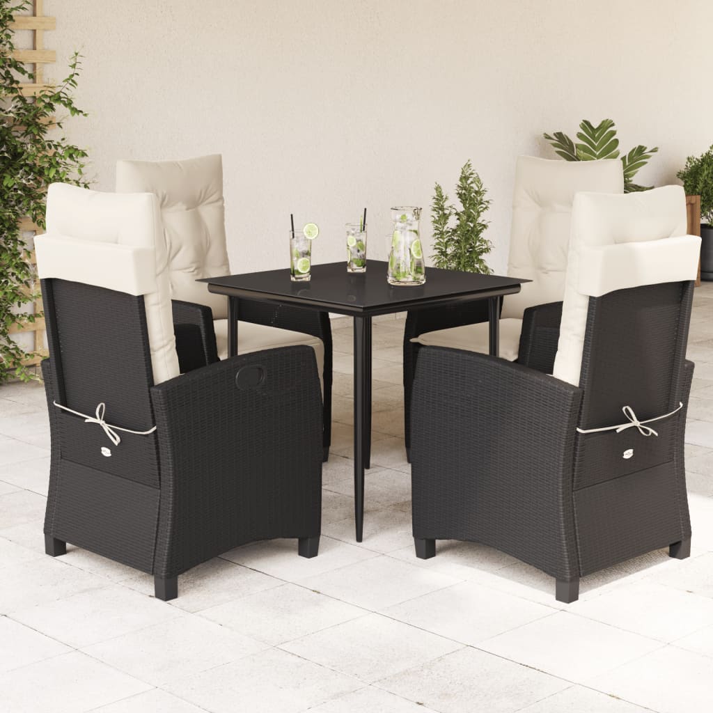 Garden Dining Set Black, Cream White