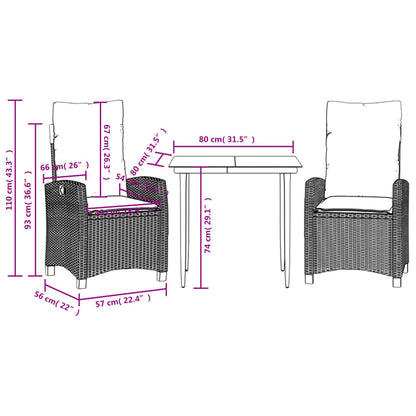 Garden Dining Set Brown, Black, Cream