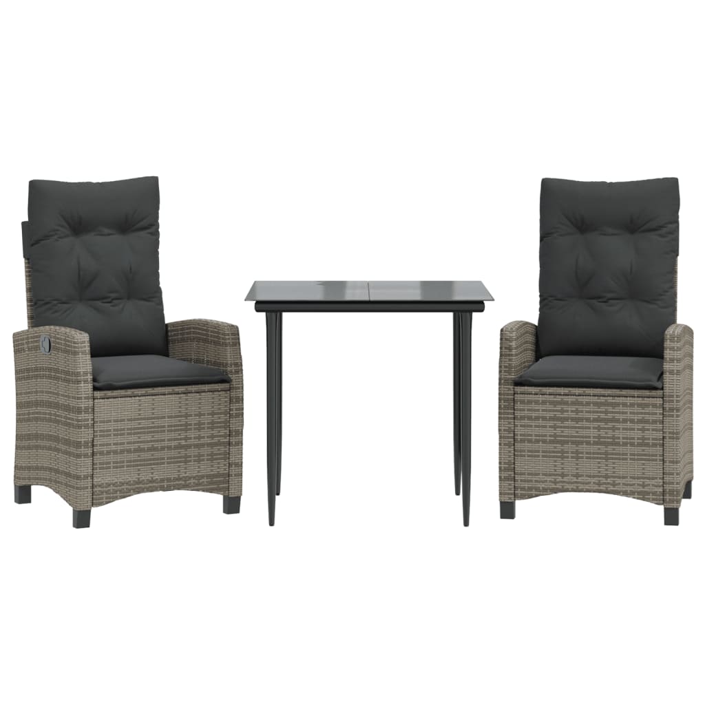 Garden Dining Set Grey and Black