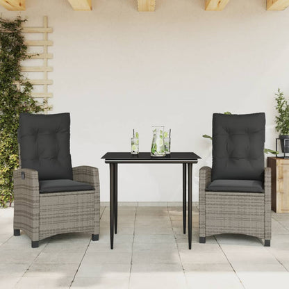 Garden Dining Set Grey and Black