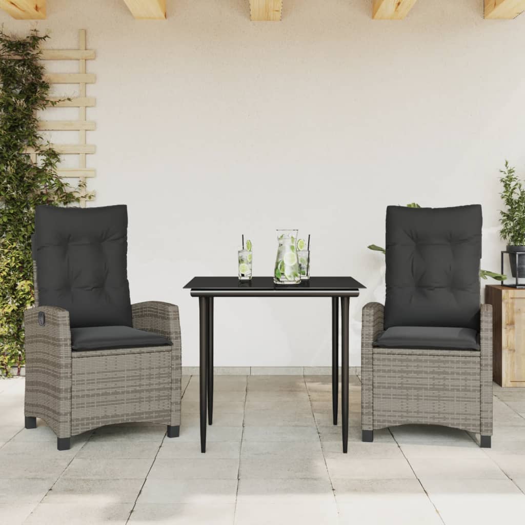Garden Dining Set Grey and Black