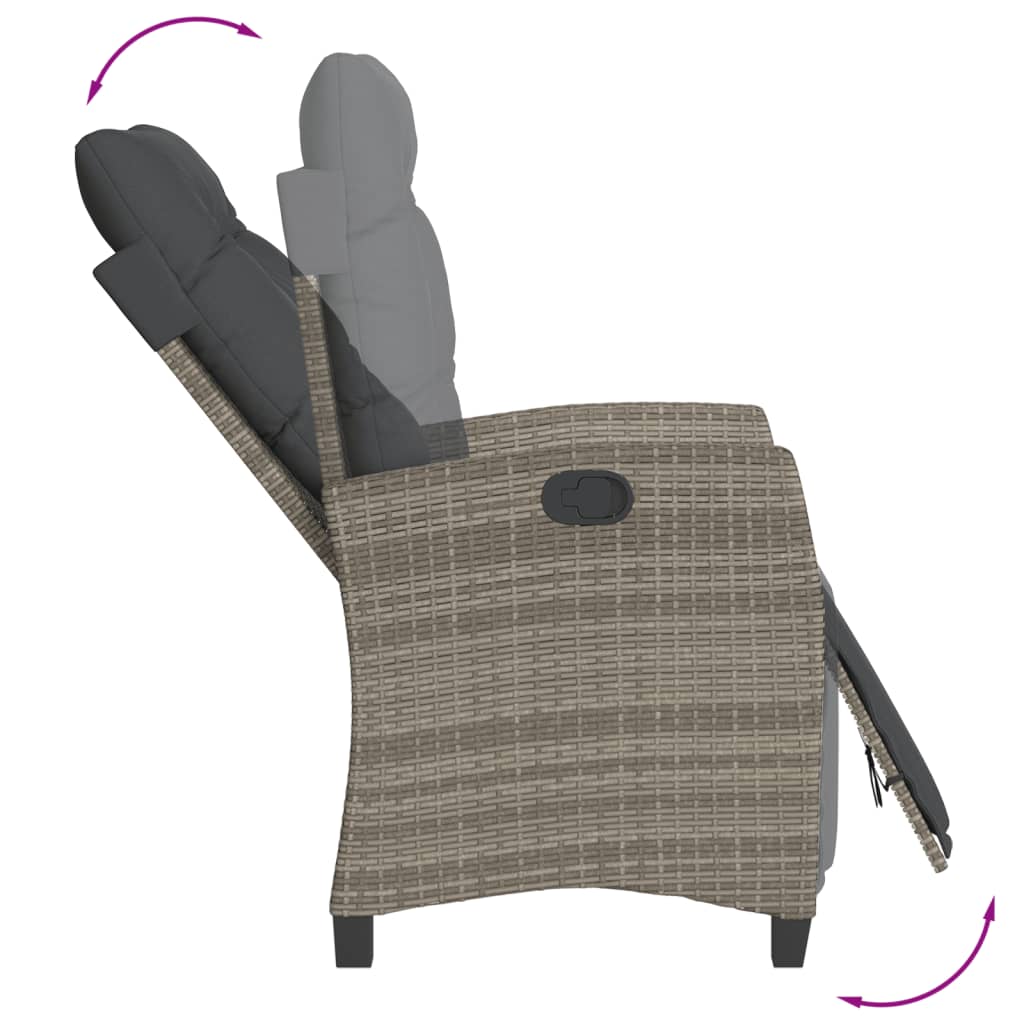 Garden Dining Set Grey PE Rattan 5 Piece Adjustable Armrests