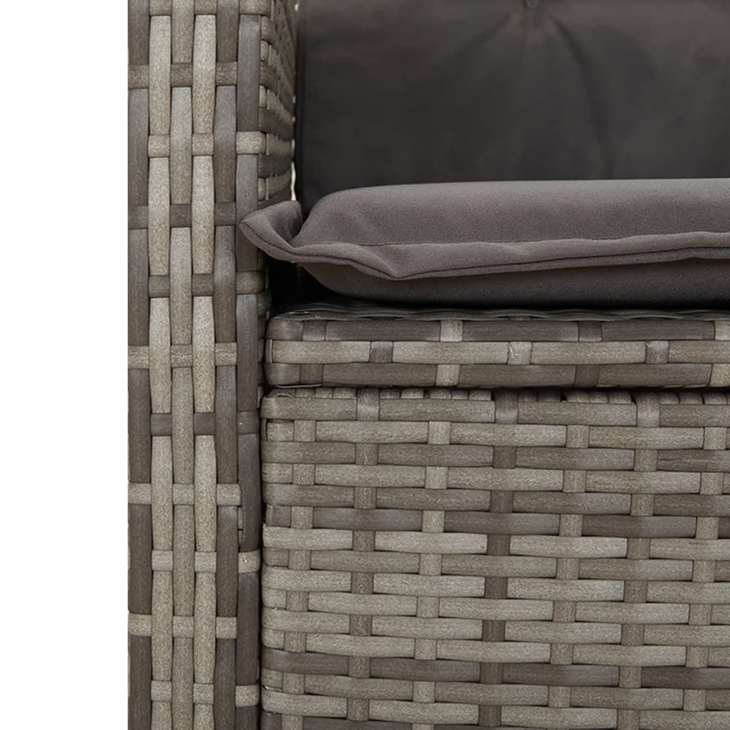 Garden Dining Set Grey PE Rattan 5 Piece Adjustable Armrests