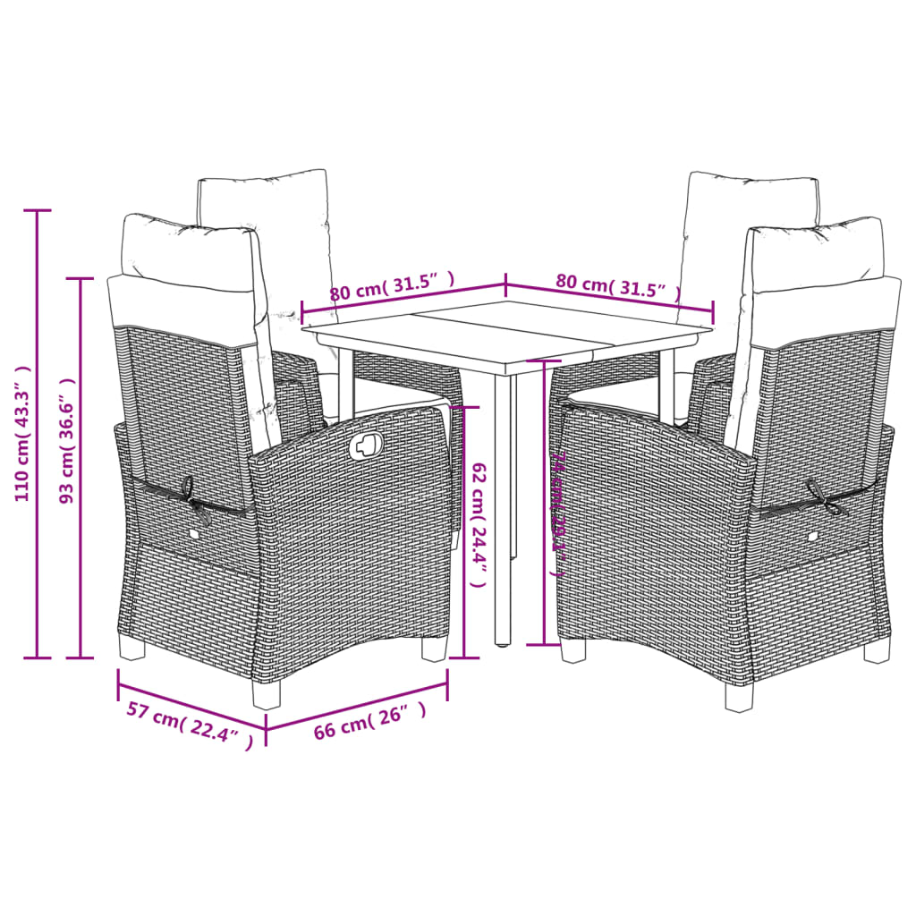 Garden Dining Set Grey
