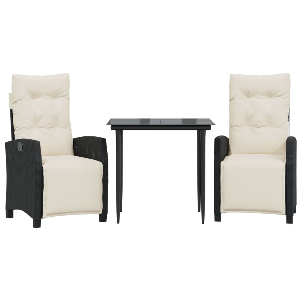 Garden Dining Set Black and Cream White