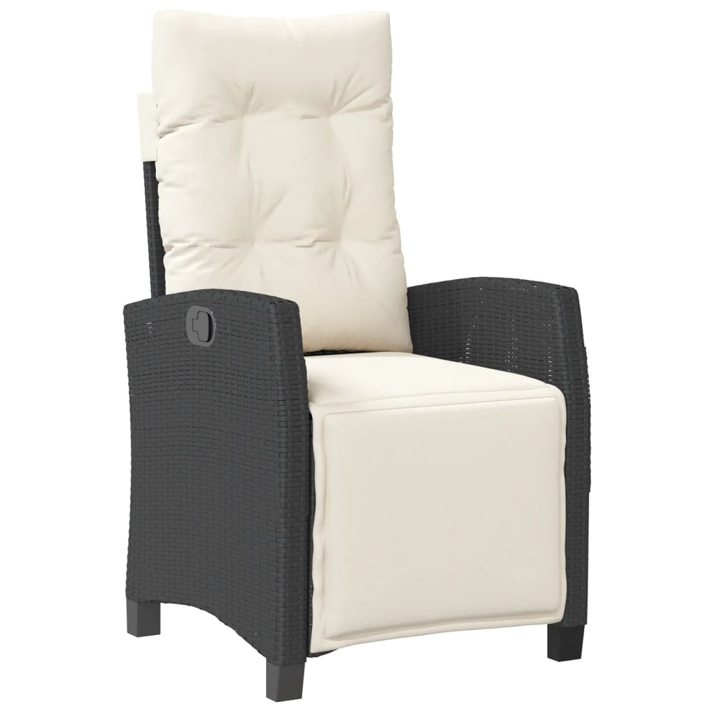 Garden Dining Set Black and Cream White