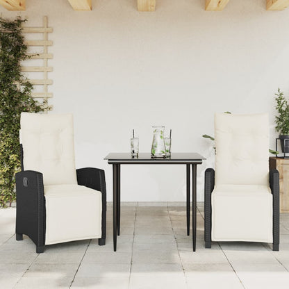 Garden Dining Set Black and Cream White